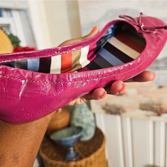 Coach Jelly Raspberry Patent Leather Ballet Flats. - Picture 8 of 15